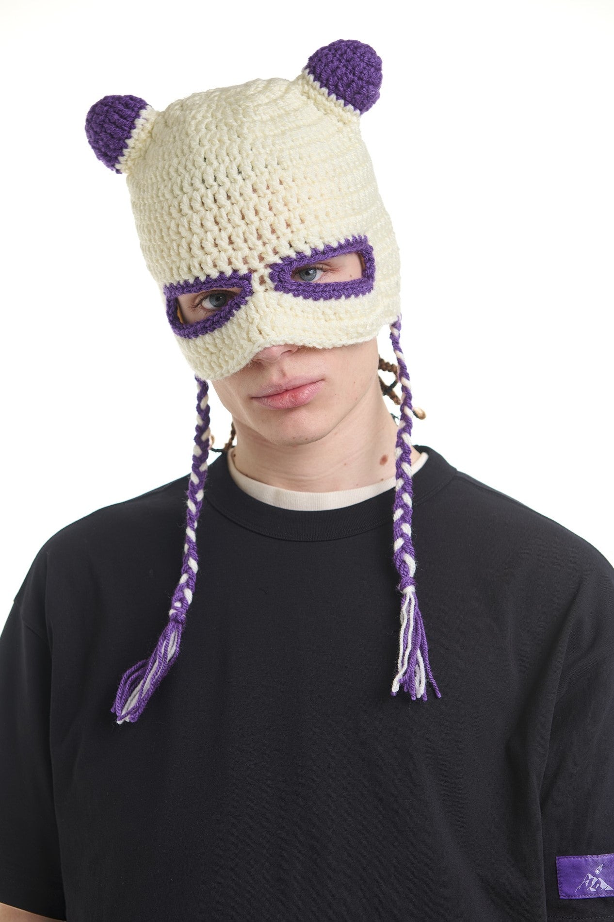 TEDDY CREAM CROCHET BEANIE MASK