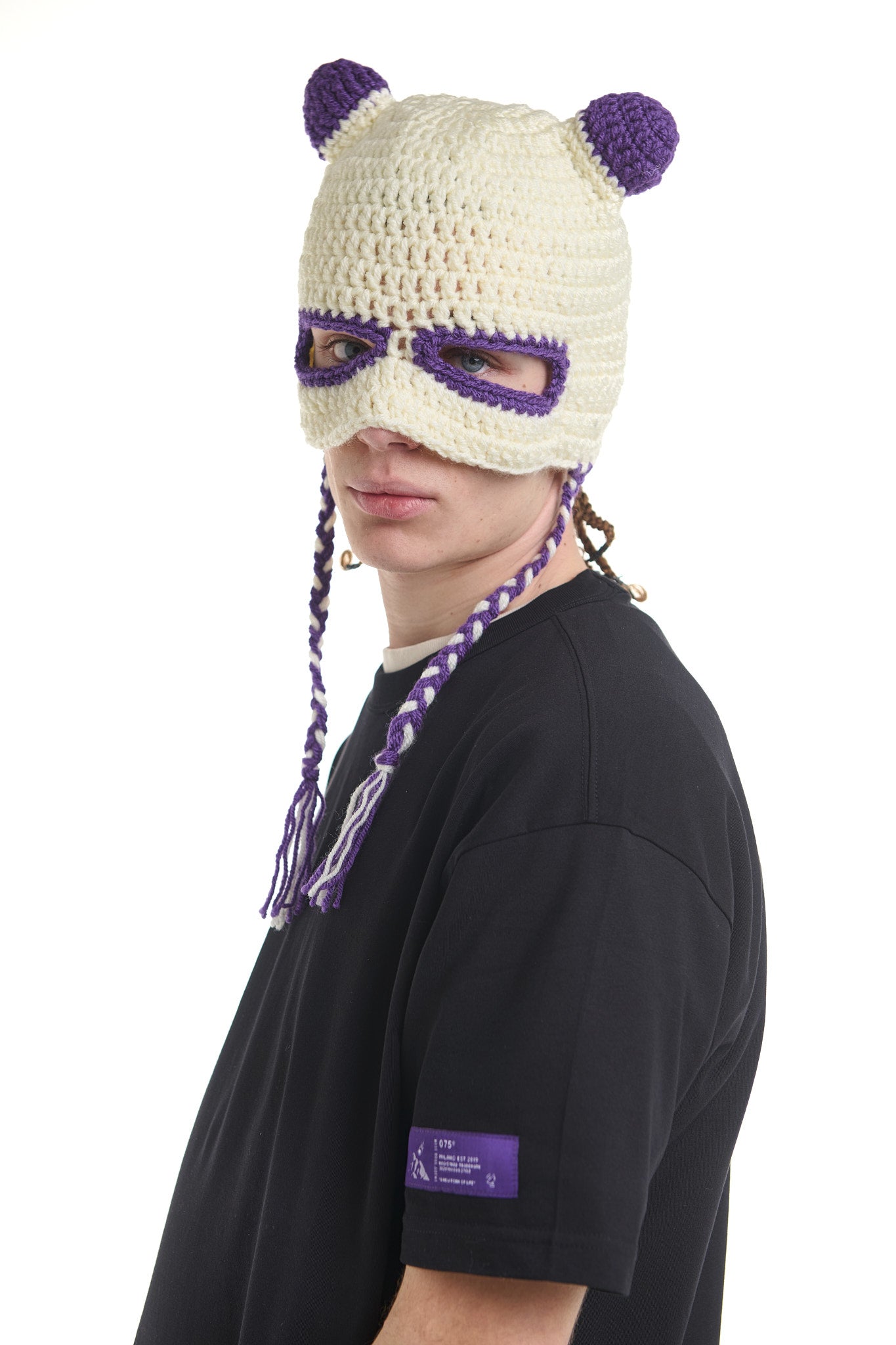 TEDDY CREAM CROCHET BEANIE MASK