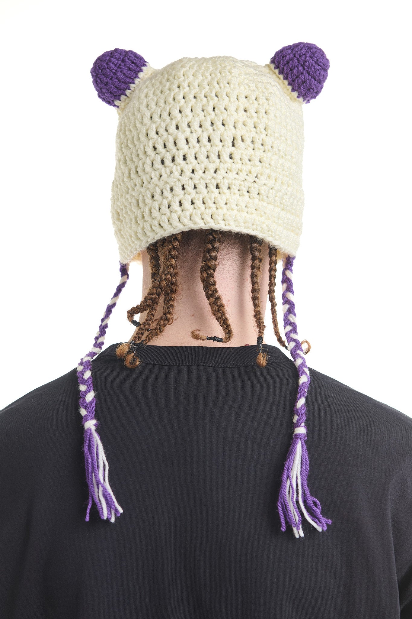 TEDDY CREAM CROCHET BEANIE MASK