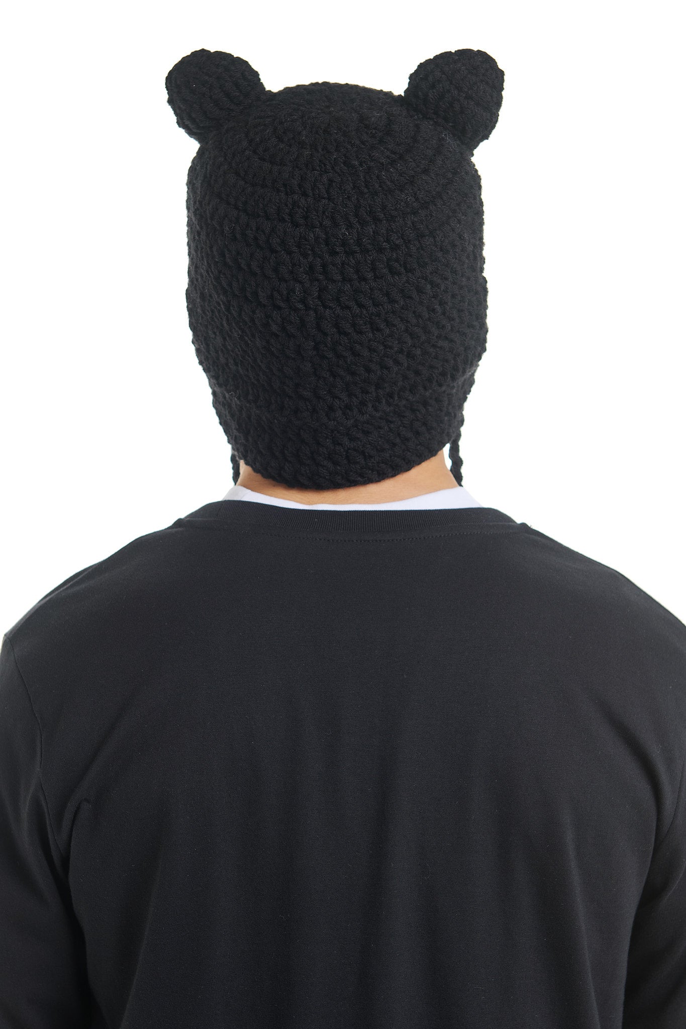 TOTAL BLACK CROCHET BEANIE MASK