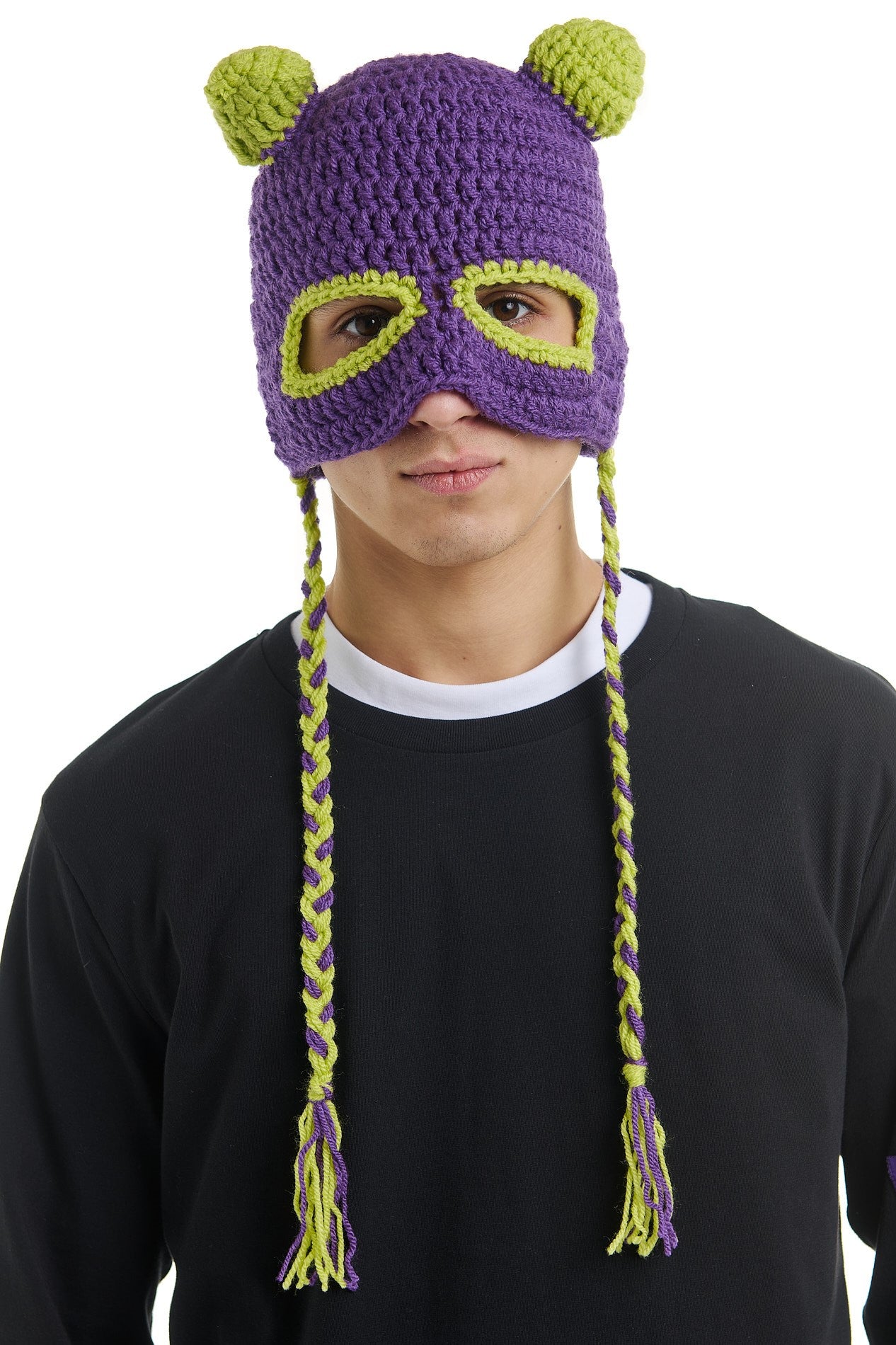 TEDDY PURPLE CROCHET BEANIE MASK