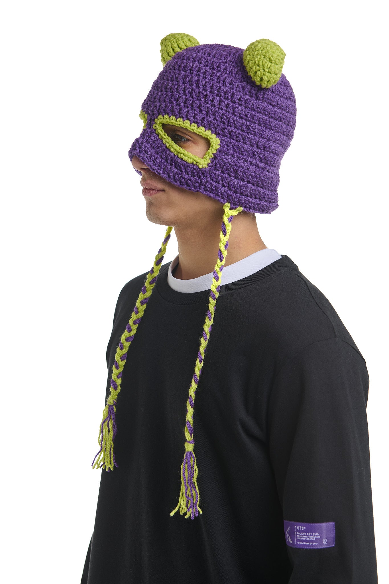 TEDDY PURPLE CROCHET BEANIE MASK