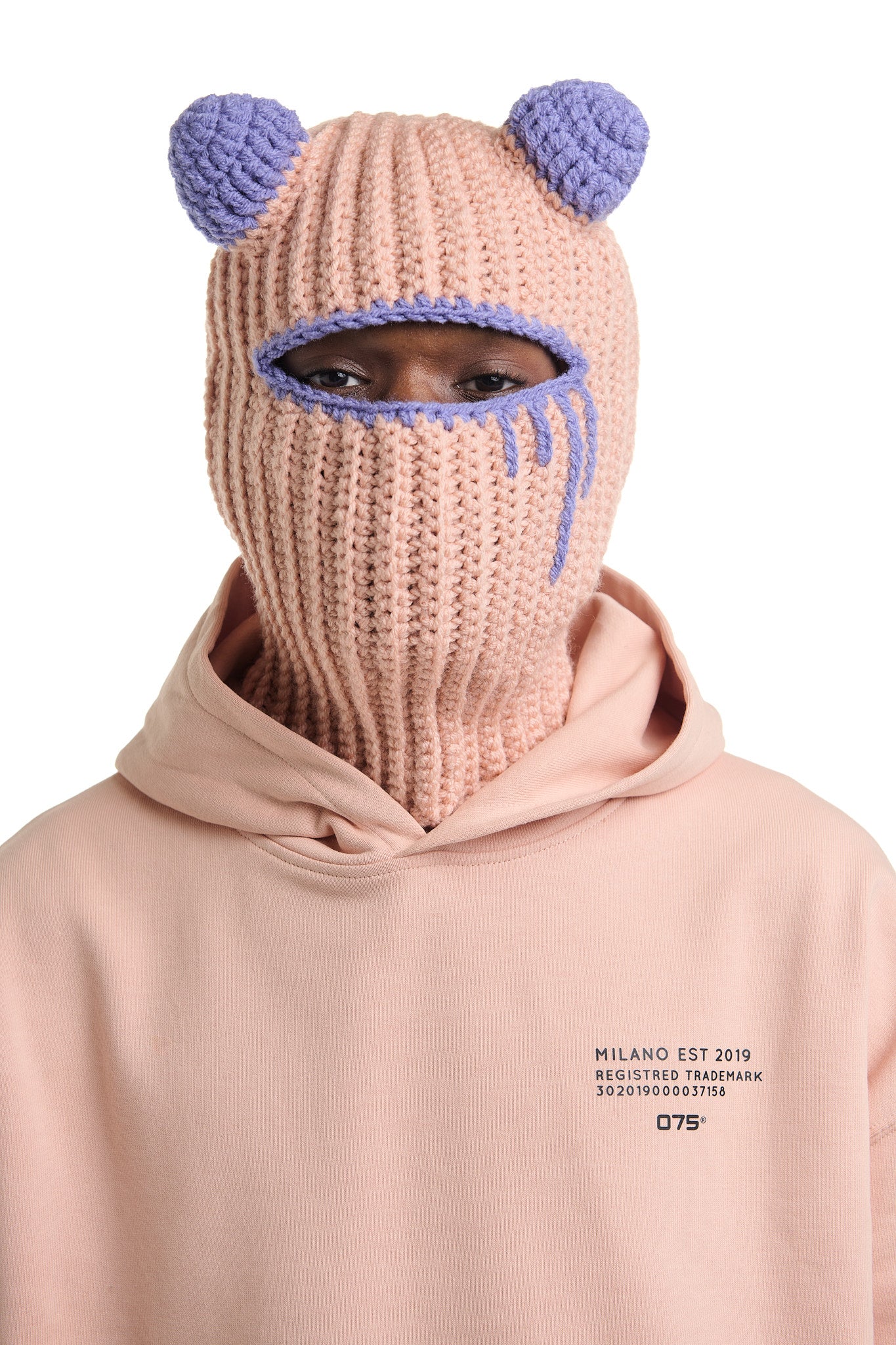 TEDDY PEACH CROCHET BALACLAVA