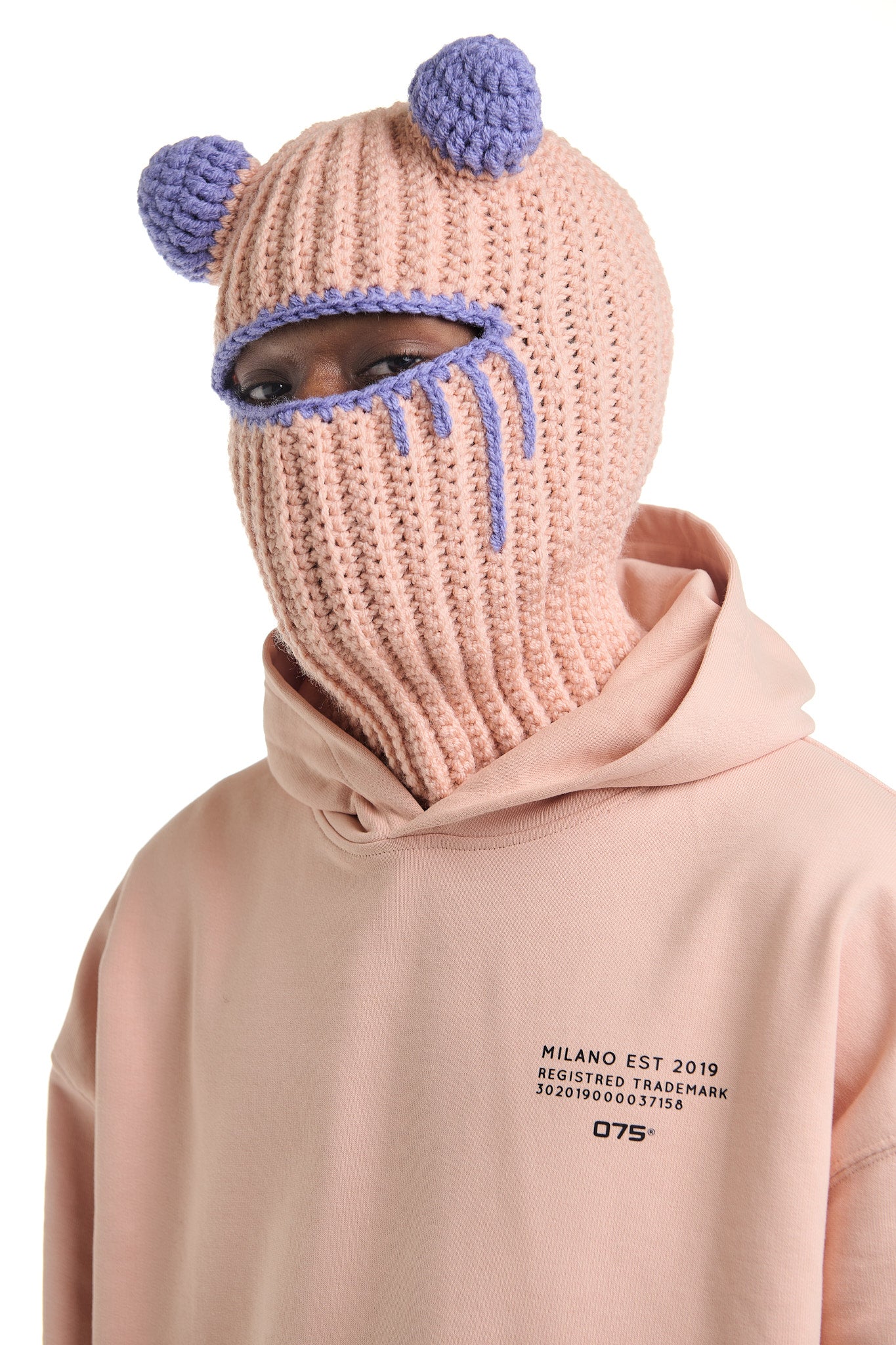 TEDDY PEACH CROCHET BALACLAVA