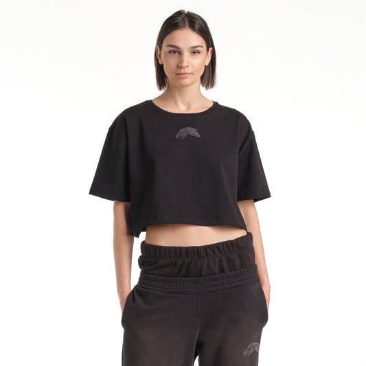 LOGO CROP-TOP BLACK T-SHIRT