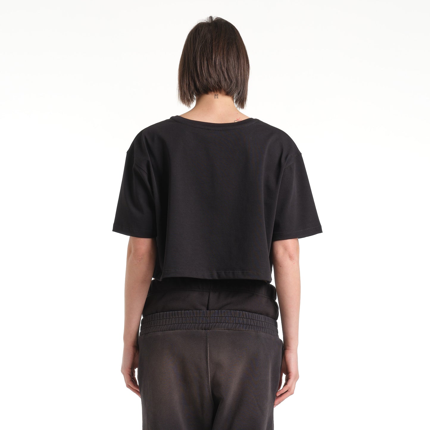 LOGO CROP-TOP BLACK T-SHIRT