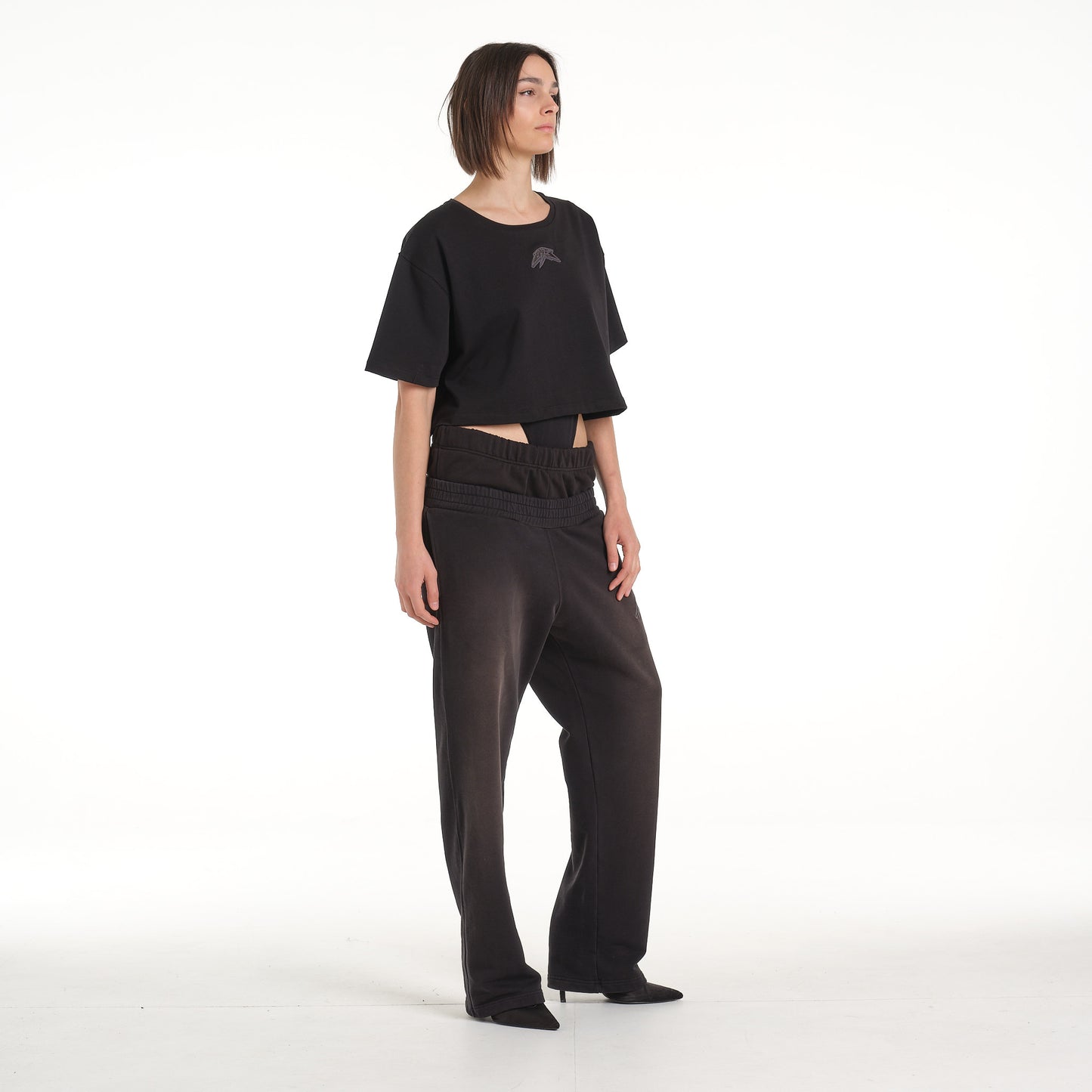 RIBBED BLACK BODYSUIT