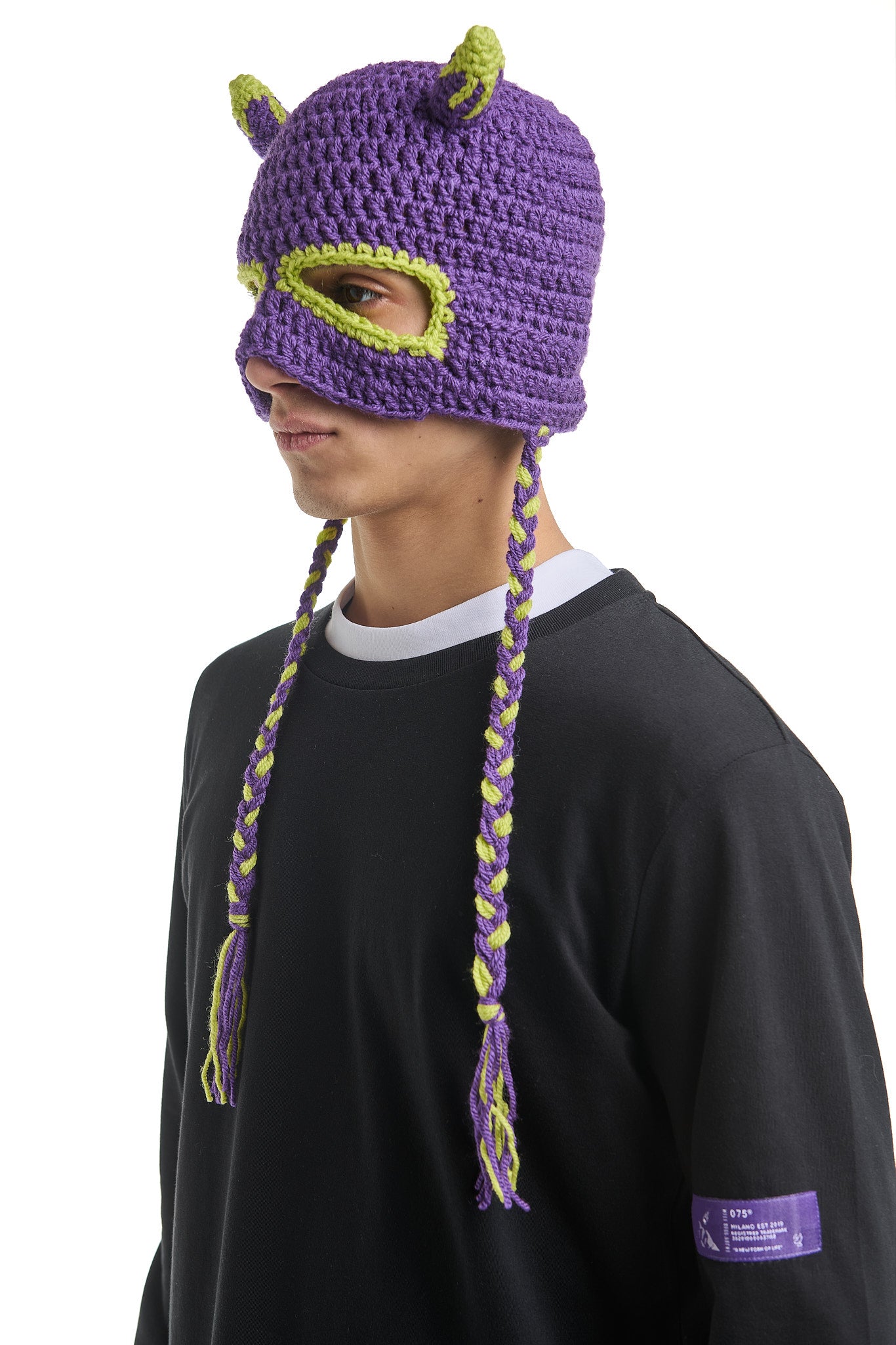 BULL PURPLE CROCHET BEANIE MASK